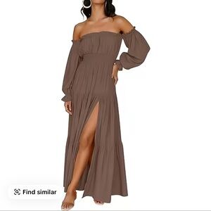 Elegant Brown Off-Shoulder Maxi Dress